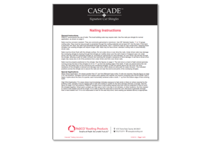 Cascade Nailing Instructions