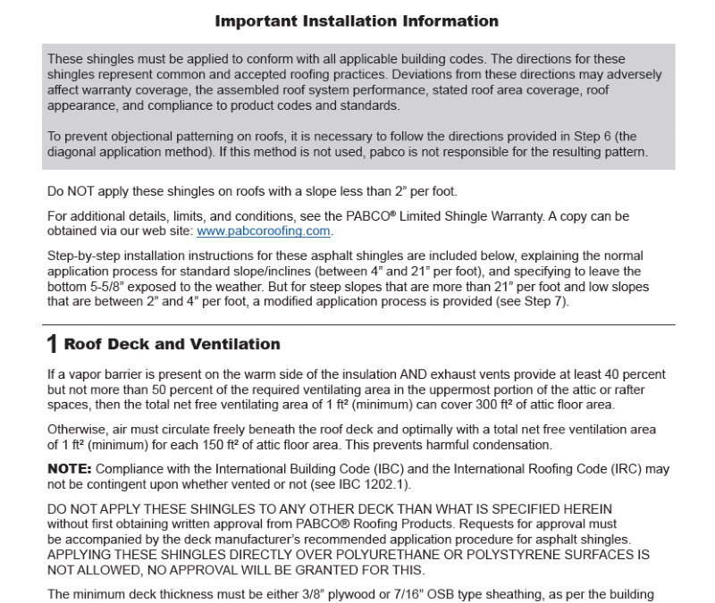 PABCO Premier Installation Instructions