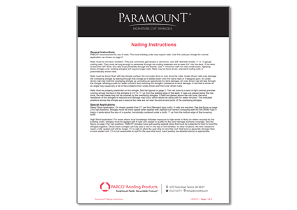 Paramount Nailing Instructions