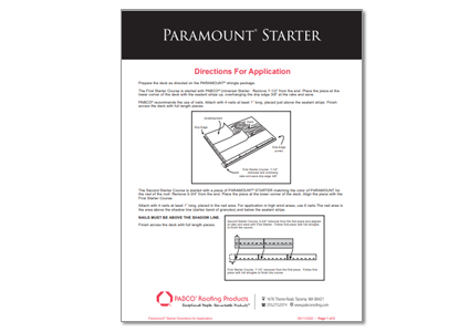 Paramount Starter Directions for Application
