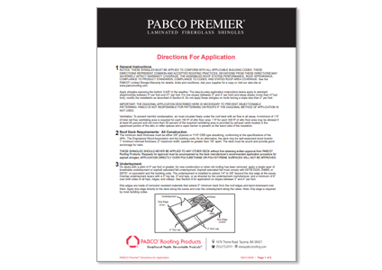 PABCO Premier Directions for Application