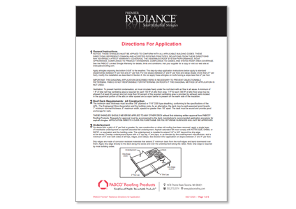 Premier Radiance Directions for Application