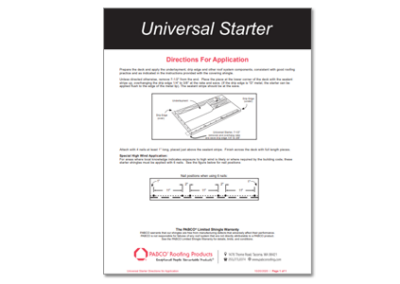 Universal Starter Directions for Application
